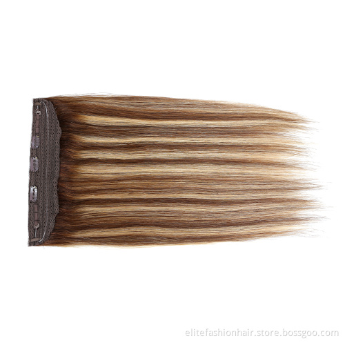 Silky Straight Halo Hair Extensions with Invisible Transparent Wire Adjustable Size for Woman Halo human Hair Extensions
